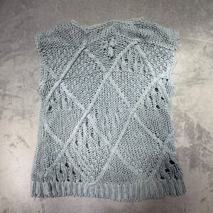 Vintage 90s NanSport Silk Blend Blue Diamond Knit Sweater‎ Vest Top Small